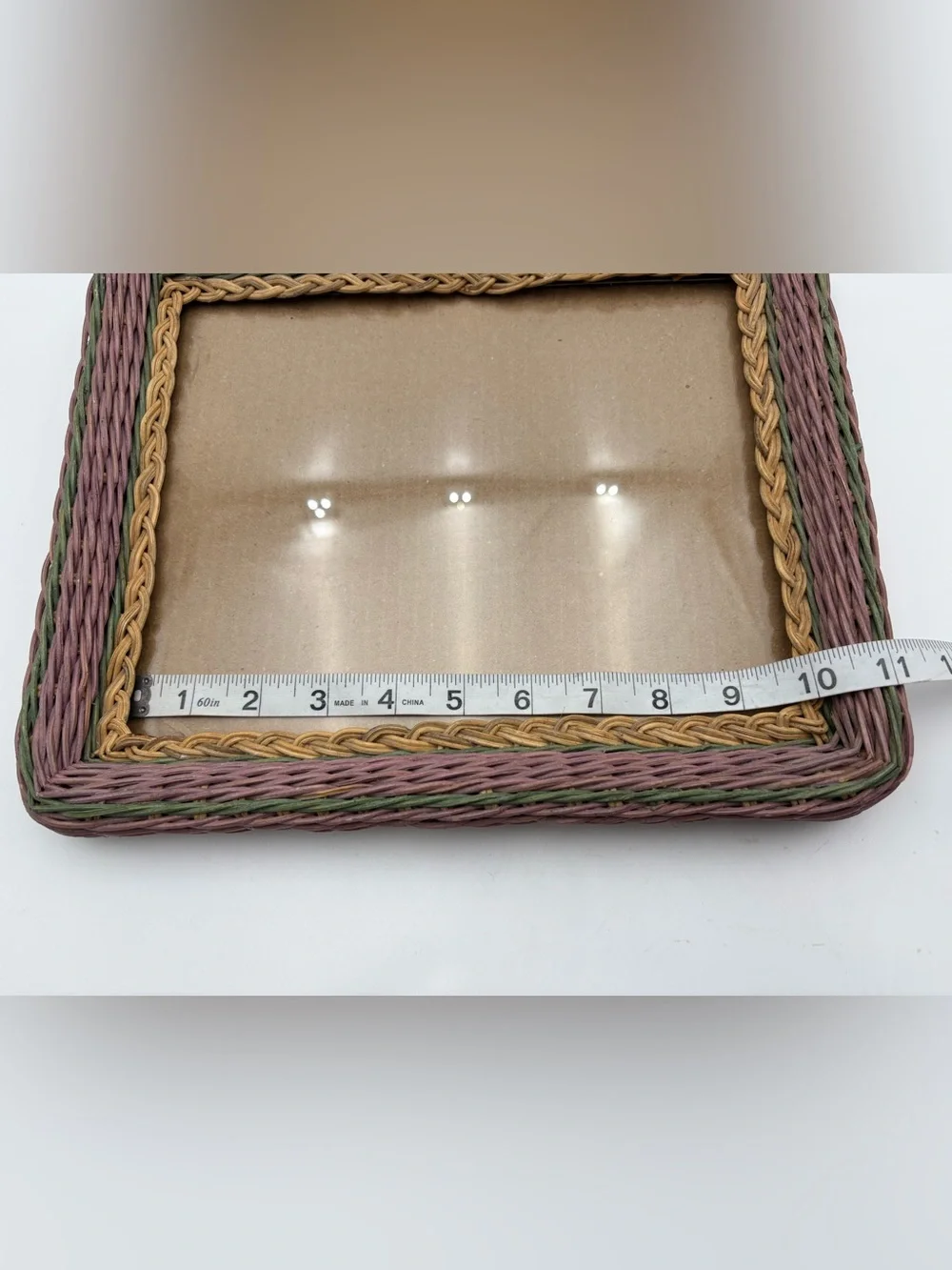 Vintage Wicker Decorative Photo Frame in Pink, Green & Natural -8x10 photo